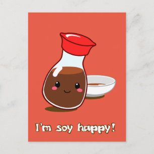 Cute Anime Soy Sauce "Ik ben soy happy!" Briefkaart