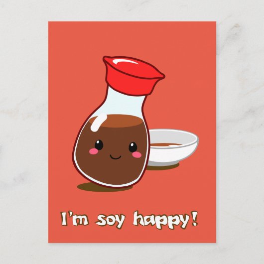 Cute Anime Soy Sauce "Ik ben soy happy!" Briefkaart (Voorkant)
