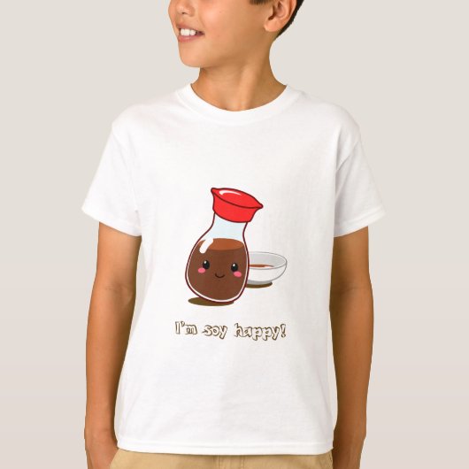 Cute Anime Soy Sauce "Ik ben soy happy!" T-shirt (Voorkant)