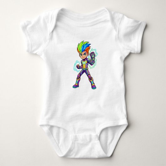 Cute Anime Superhero Baby Bodysuit - Colorful Cart (Voorkant)