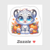 Cute Anime Thanksgiving Snow Leopard Stickers (Vel)