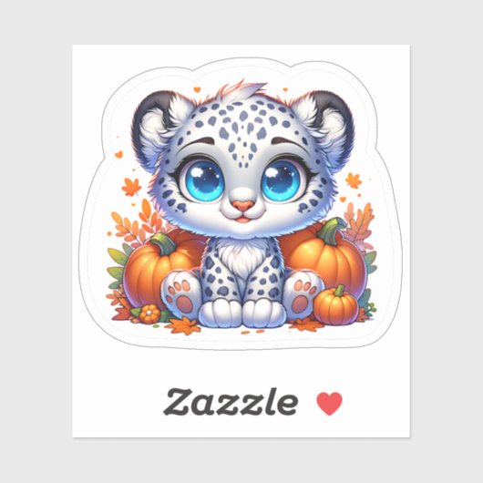 Cute Anime Thanksgiving Snow Leopard Stickers (Vel)