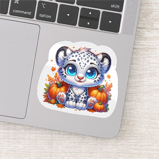 Cute Anime Thanksgiving Snow Leopard Stickers (Detail)