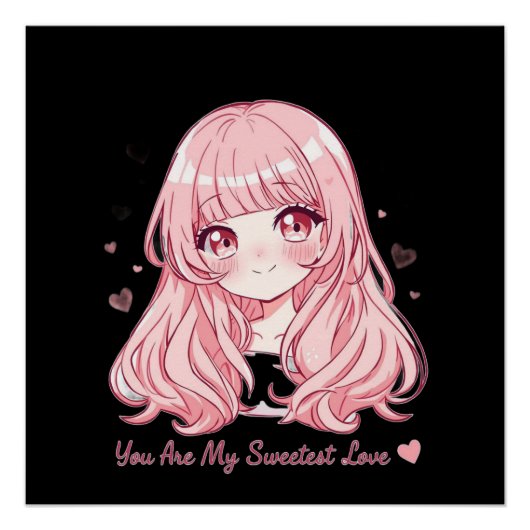 Cute Anime Valentijn T-shirt Perfect Poster (Voorkant)