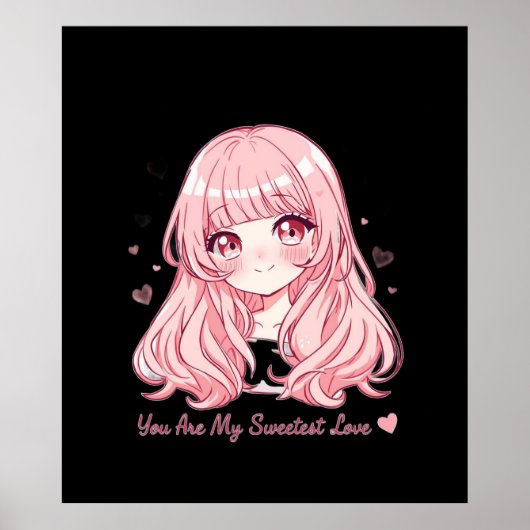 Cute Anime Valentijn T-shirt Poster (Voorkant)