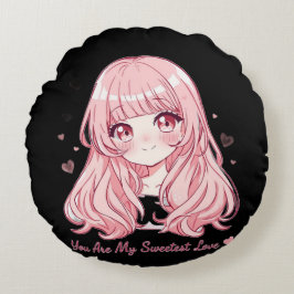 Cute Anime Valentijn T-shirt Rond Kussen