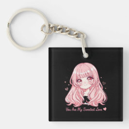 Cute Anime Valentijn T-shirt Sleutelhanger