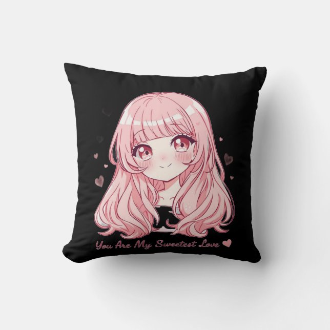 Cute Anime Valentijns Sweatshirt Kussen (Voorkant)