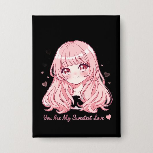 Cute Anime Valentine Sweatshirt Button (Voorkant)