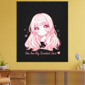 Cute Anime Valentine Sweatshirt Canvas Afdruk (Insitu (Woonkamer))