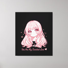 Cute Anime Valentine Sweatshirt Canvas Afdruk
