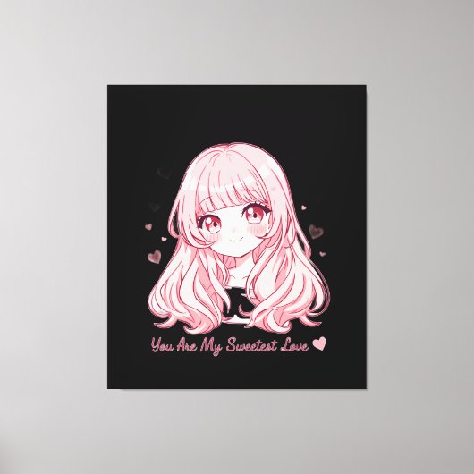 Cute Anime Valentine Sweatshirt Canvas Afdruk (Voorkant)