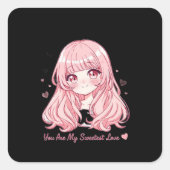 Cute Anime Valentine Sweatshirt Vierkante Sticker (Voorkant)