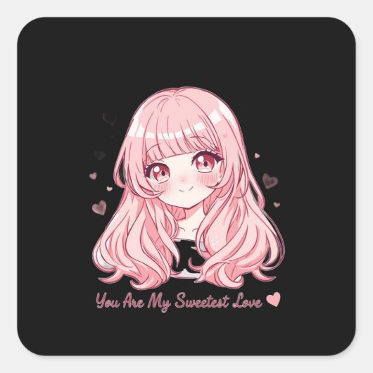 Cute Anime Valentine Sweatshirt Vierkante Sticker (Voorkant)
