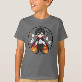 Cute Anime Vampire Boy Halloween Kids T-Shirt