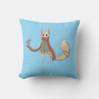 Cute Anime Vos Karakter Blauw Worp Kussen