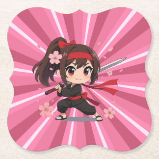 Cute anime warrior blossom girl kartonnen onderzetters