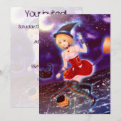 Cute anime witch girl met vliegende katten kaart (Voorkant / Achterkant)