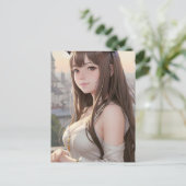 Cute Anime Woman Briefkaart (Staand voorkant)