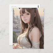 Cute Anime Woman Briefkaart (Voorkant / Achterkant)
