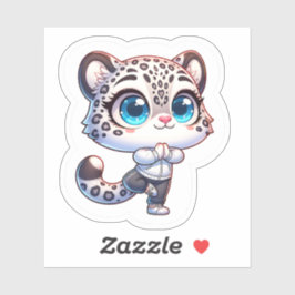 Cute Anime Yoga Sport Snow Leopard Sticker