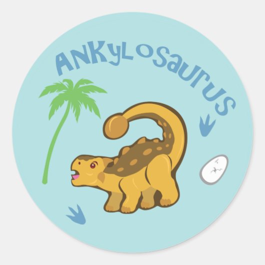 Cute Ankylosaurus Ronde Sticker (Voorkant)