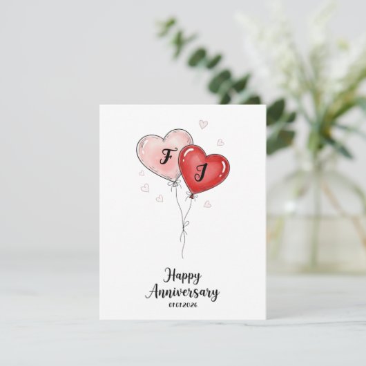 Cute Anniversary Card Personalized Couple Gift Feestdagenkaart (Staand voorkant)