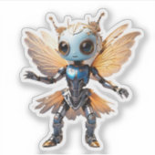 Cute Ant Girl Dancing Robot Pixie Sticker (Voorkant)