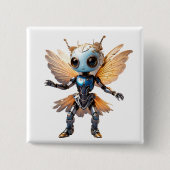 Cute Ant Girl Dancing Robot Pixie Vierkante Button 5,1 Cm (Voorkant)