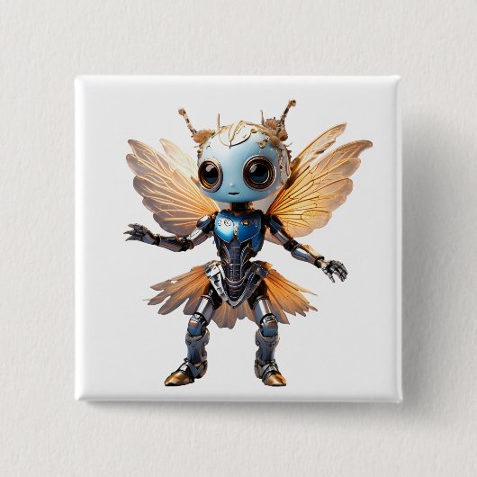 Cute Ant Girl Dancing Robot Pixie Vierkante Button 5,1 Cm (Voorkant)