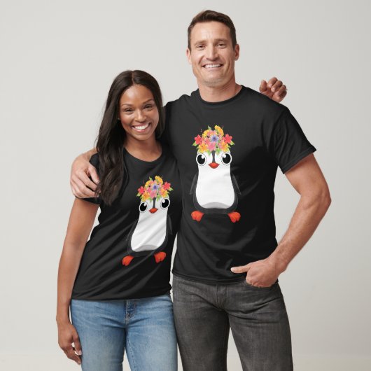 Cute Antarctica Animal   Flowers Zoo Bird Penguin T-shirt (Unisex)