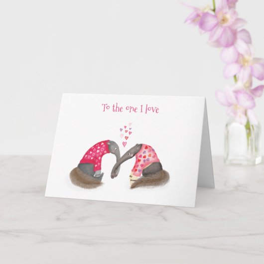 Cute anteaters in love Valentine's Day card Kaart (Orchidee)