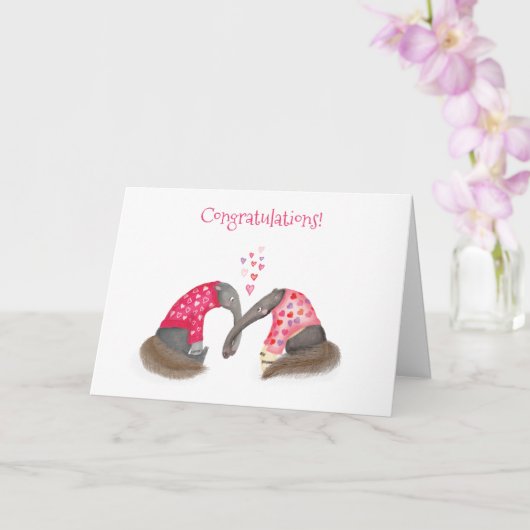 Cute anteaters in love wedding or engagement card kaart (Orchidee)