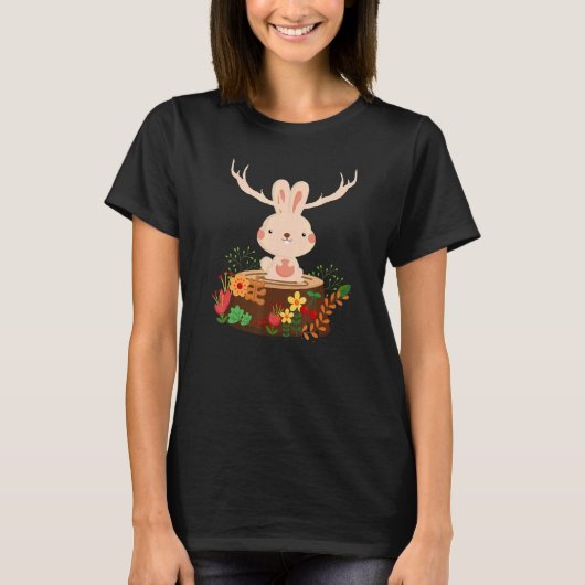 Cute Antelabbit Sitting Rabbit Animal Grafisch T-shirt (Voorkant)