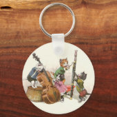 Cute  Anthropomorphic Cats die Muziek afspelen Sleutelhanger (Voorkant)