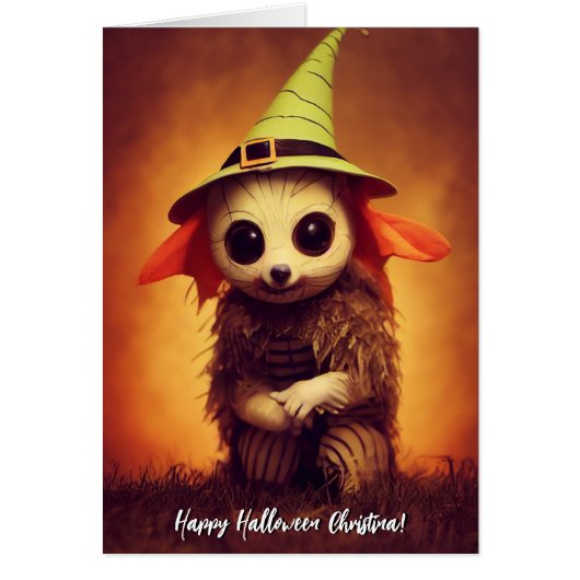 Cute Anthropomorphic Critter Animal Halloween Kaar (Voorkant)