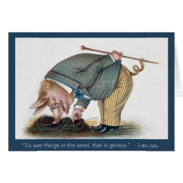 Cute Anthropomorphic Pig -  kunstkaart