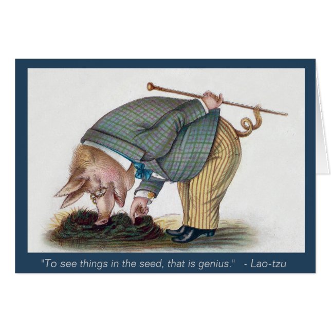 Cute Anthropomorphic Pig -  kunstkaart (Voorkant Horizontaal)