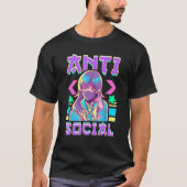Cute Anti-Socials Vaporwave Anime Girl Japans T-shirt (Voorkant)