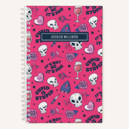 Cute Anti Valentijnsdag Tiener Doodle Patroon Roze Notitieboek