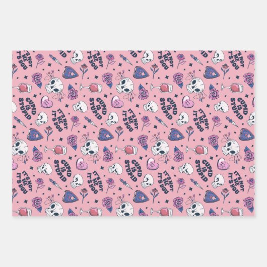 Cute Anti-Valentin Day Cupid Heart Roos Pattern Inpakpapier Vel (Voorkant 3)