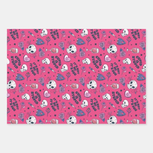 Cute Anti-Valentin Day Cupid Heart Roos Pattern Inpakpapier Vel (Voorkant 2)