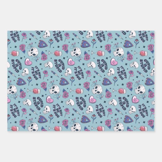 Cute Anti-Valentin Day Cupid Heart Roos Pattern Inpakpapier Vel (Voorkant)