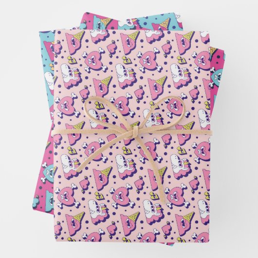 Cute Anti-Valentin Day Roze Heart Pattern Inpakpapier Vel (In situ)