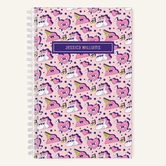 Cute Anti-Valentin Day Unicorn Love Pattern Notitieboek (Voorkant)