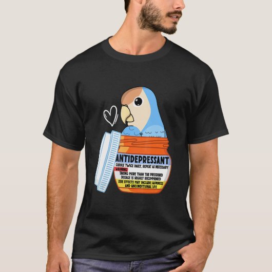 Cute Antidepressant Parrot I Peach faced Blue Love T-shirt (Voorkant)