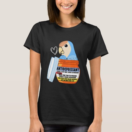 Cute Antidepressant Parrot I Peach faced Blue Love T-shirt (Voorkant)