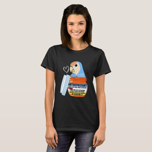 Cute Antidepressant Parrot I Peach faced Blue Love T-shirt (Voorkant volledig)