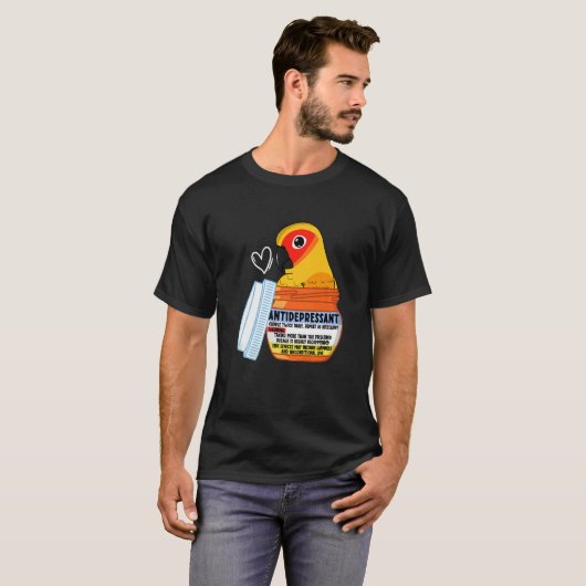 Cute Antidepressant Parrot I Sun Conure T-shirt (Voorkant volledig)