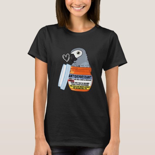 Cute antidepressiva Parrot I African Grey T-shirt (Voorkant)